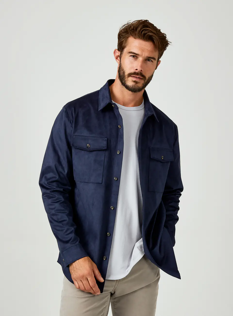 7Diamonds-Country Road Suede Shacket Navy | Signature Stag Menswear