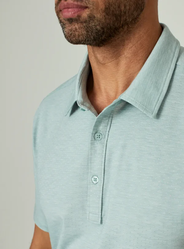 7Diamonds Nikos Short Sleeve Polo Seafoam Textured in Lubbock TX