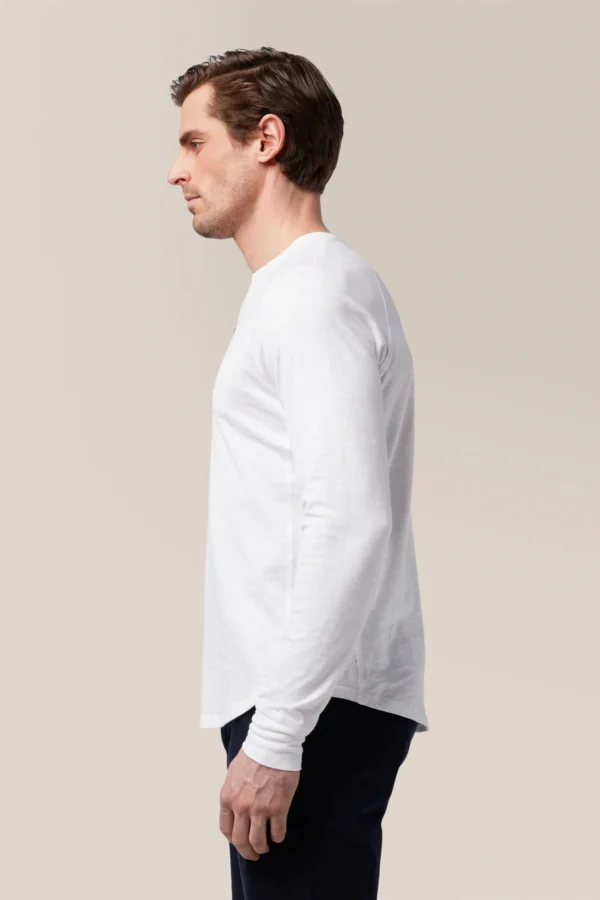 Good Man Brand Long Sleeve Henley Soft Slub Jersey White Clothing