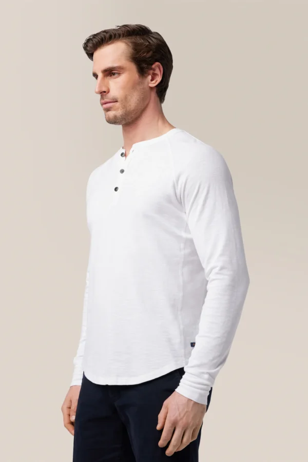 Good Man Brand Long Sleeve Henley Soft Slub Jersey White in Midland TX