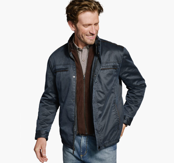 Johnston & Murphy Antiqued Cotton Jacket Navy in Lubbock TX