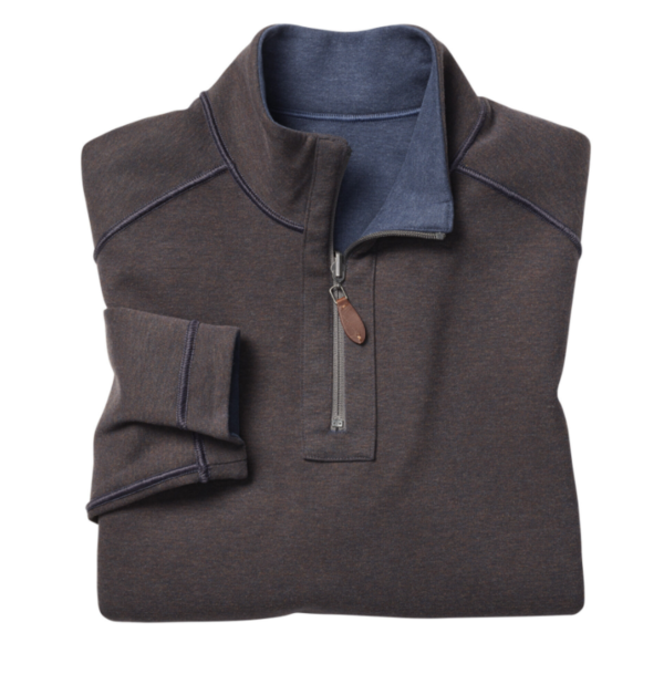 Johnston & Murphy Reversible Solid Quarter Zip Navy & Brown in Lubbock TX