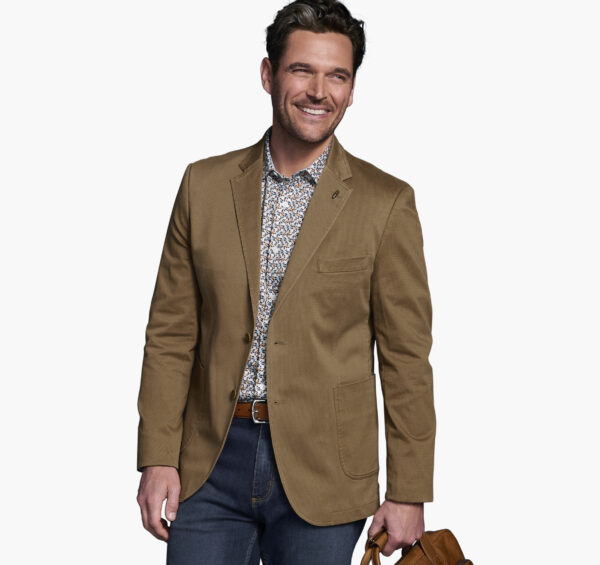 Johnston & Murphy Washed Cotton Blazer Brown