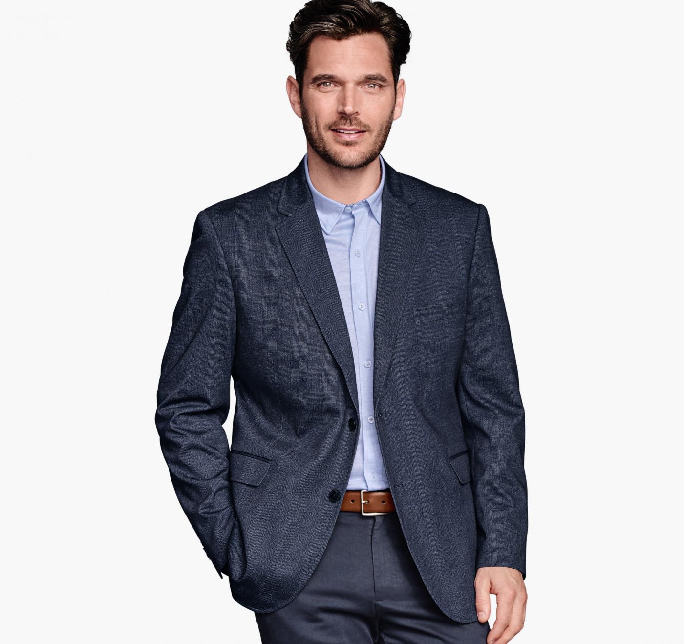 Johnston & Murphy-XC4 Flex Knit Blazer Navy Windowpane Plaid ...