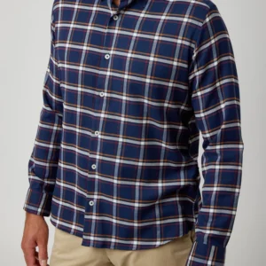 Long Sleeve LSW Navy Tricolor Plaid Shirts