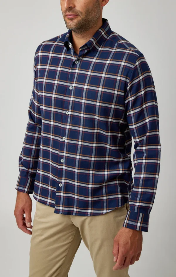 Long Sleeve LSW Navy Tricolor Plaid Shirts