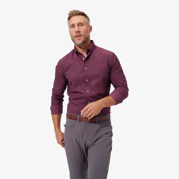 Leeward Dress Shirt Plum Gray Dot Print by Mizzen Main