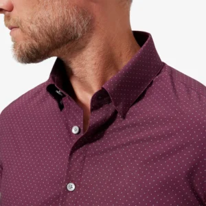 Leeward Dress Shirt Plum Gray Dot Print by Mizzen Main Dress Shirts