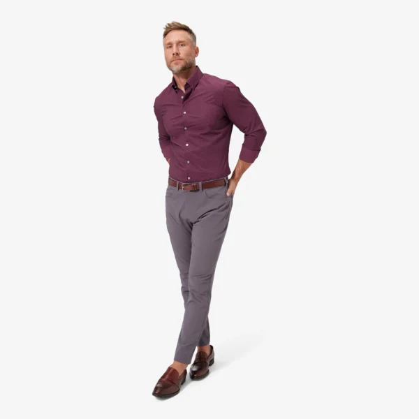 Leeward Dress Shirt Plum Gray Dot Print by Mizzen Main in Lubbock TX