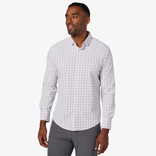 Leeward No Tuck Dress Shirt White Everett Plaid