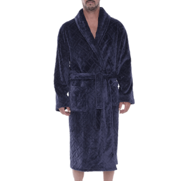 Majestic International Crossroads Jacquard Plush Robe Navy in Lubbock TX Clothing Stores