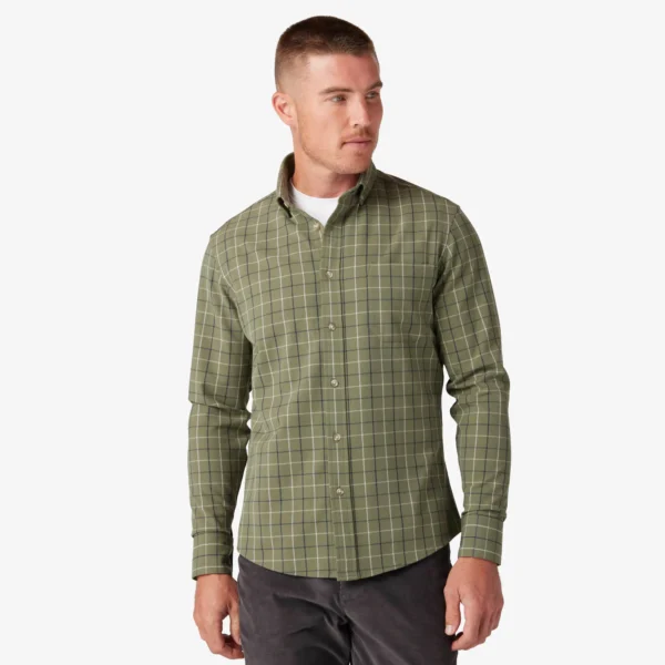 Mizzen + Main City Flannel Sage Mulholland Plaid Classic