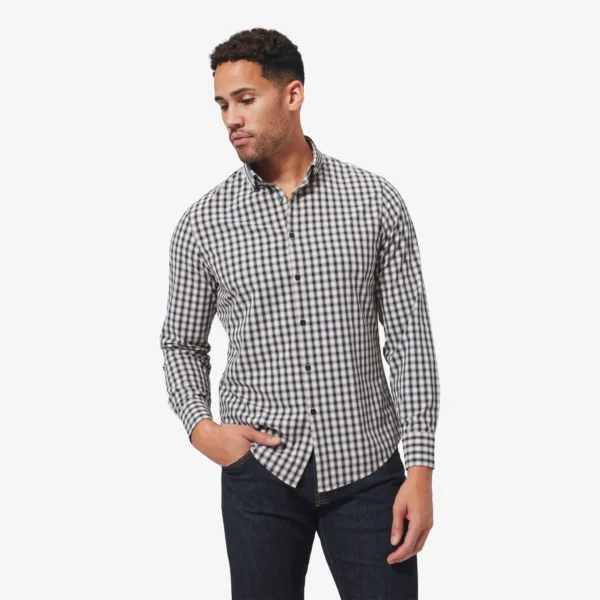 Mizzen + Main Leeward Long Sleeve Trim-Vintage Khaki Plaid