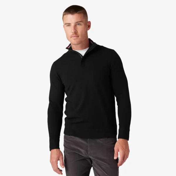 Mizzen + Main Preston Quarter Zip Solid Black