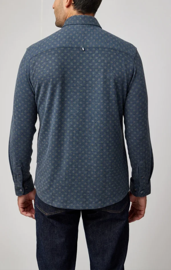 Navy Geo Tech Fleece Long Sleeve Shirt