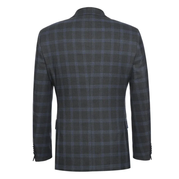 Renoir Blue Charcoal Plaid Slim Vented Blazer in Midland TX