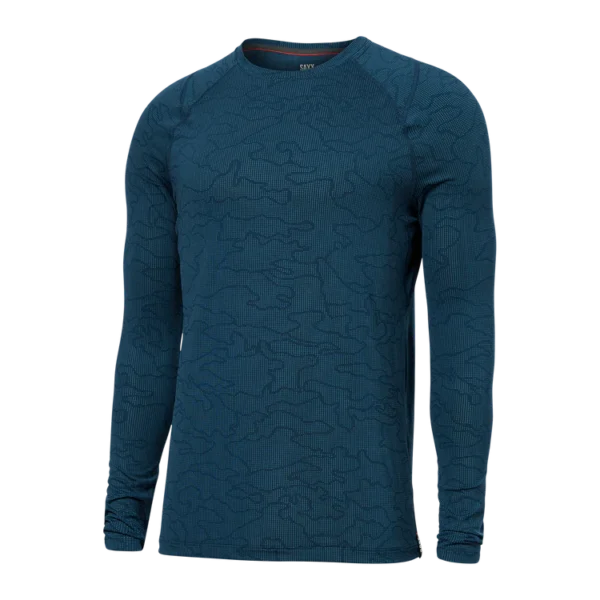 Saxx Quest QDM LS Crew Camo Jacquard Teal