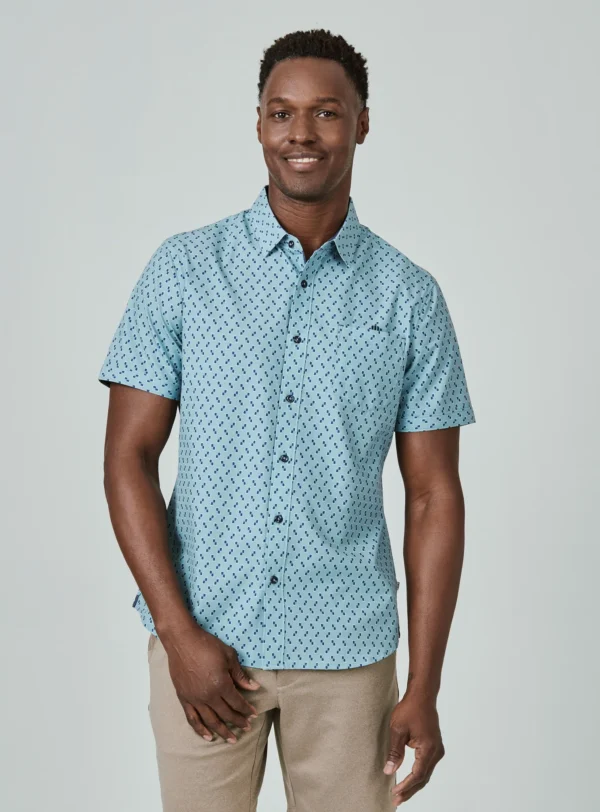 7Diamonds Masone Short Sleeve Button-Up Seafoam Double Dot