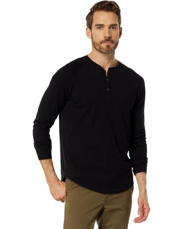 GoodMan Long Sleeve Henley Soft Slub Jersey Black