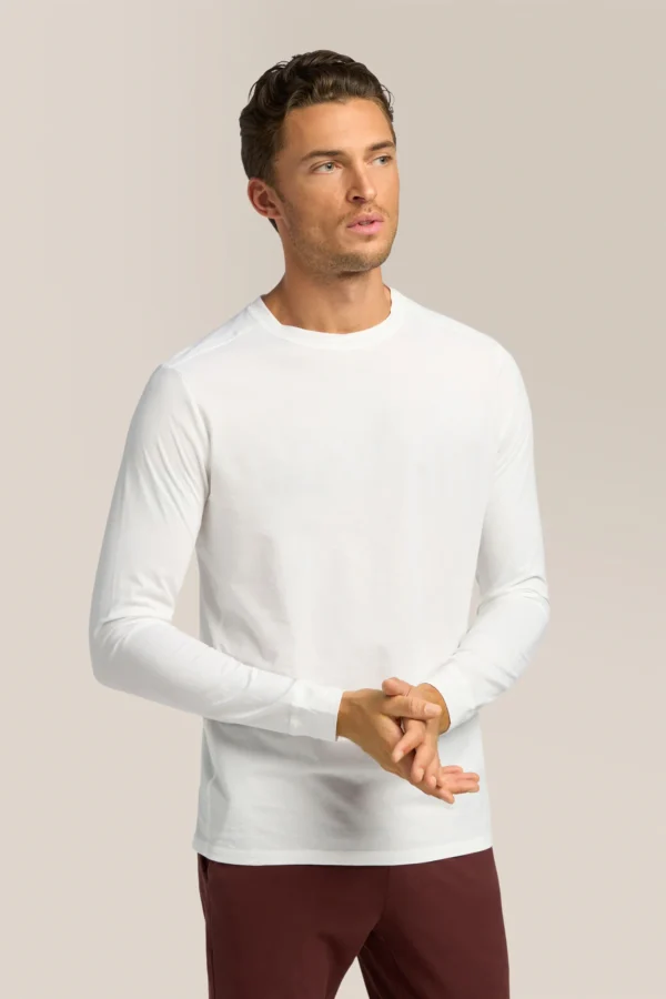 GoodMan Long Sleeve Premium Jersey Crew T-Shirt White for Men