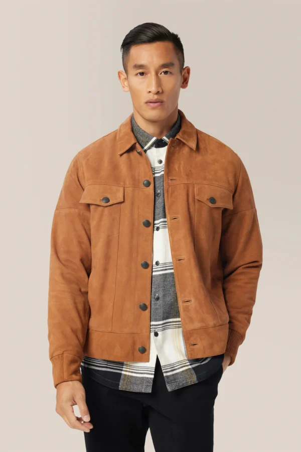 Goodman Lamb Suede Jean Jacket Camel at Lubbock Clothing Stores