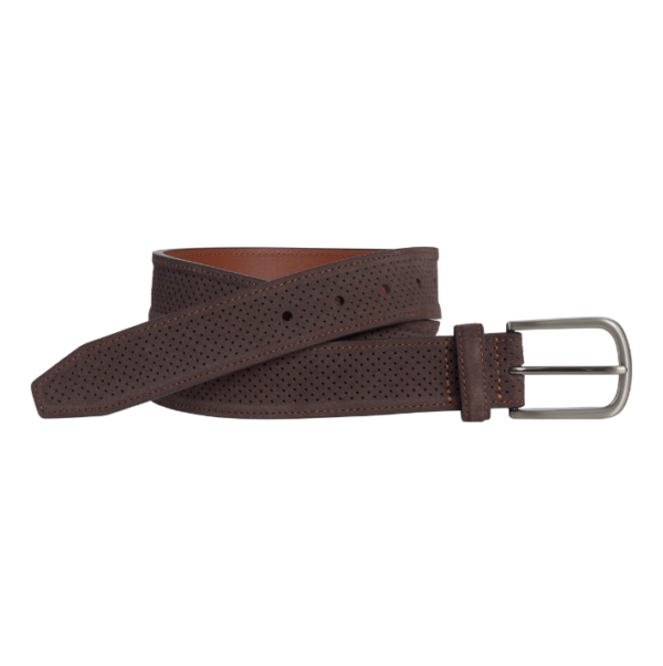 Buy Johnston & Murphy Perfed Suede Belt Brown in Lubbock Texas