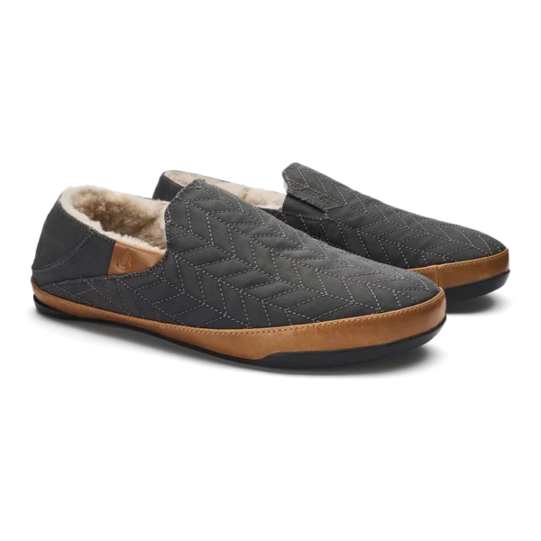 OluKai Hanohano Men’s Waxed Canvas Slippers Dark Shadow Midland Clothing