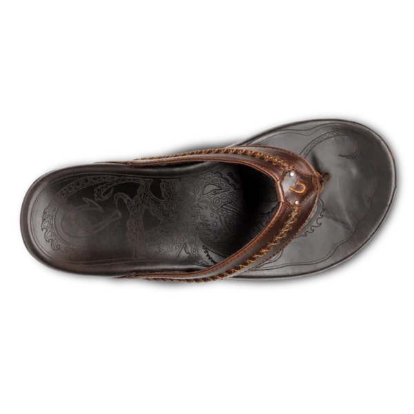 OluKai Mea Ola Men’s Leather Sandals Dark Java at Signature Stag