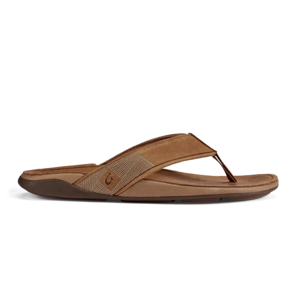 Olukai Tuahine Men’s Leather Beach Sandals Toffee