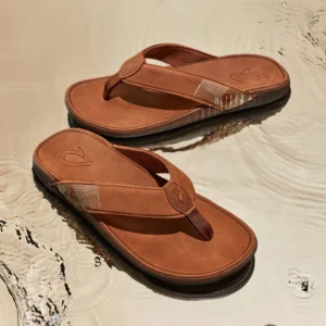 Olukai Tuahine Men’s Leather Beach Sandals Toffee Menswear