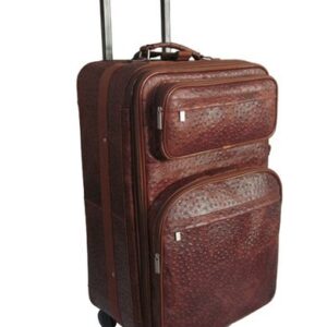 Shop Signature Stag Brown Ostrich Print Leather Suitcase in Lubbock TX