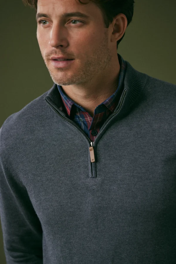 Mizzen + Main Cassady Quarter Zip Magnet Gray Heather