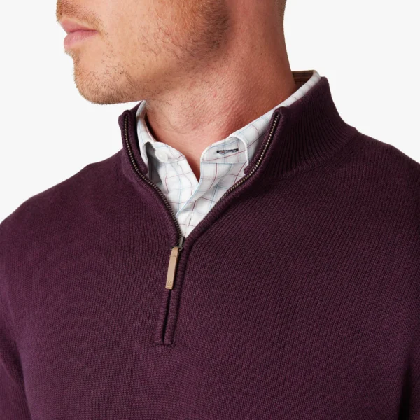 Mizzen + Main Cassady Quarter Zip Plum Heather Signature Stag Lubbock