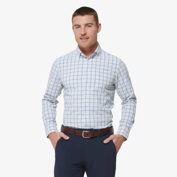 Mizzen + Main Long Sleeve Ashley Blue Multi Plaid Tall Trim