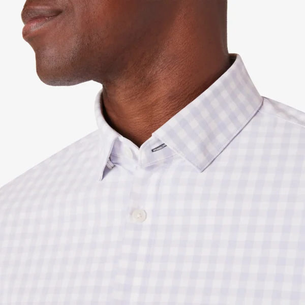 Mizzen + Main Long Sleeve Leeward No-Tuck Lilac Madison Check Signature Stag Dress Shirt