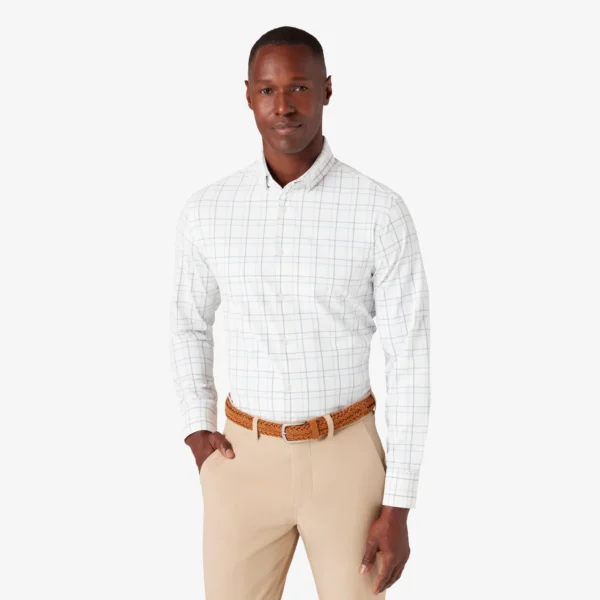 Mizzen + Main Long Sleeve Leeward White Larkin Plaid Signature Stag