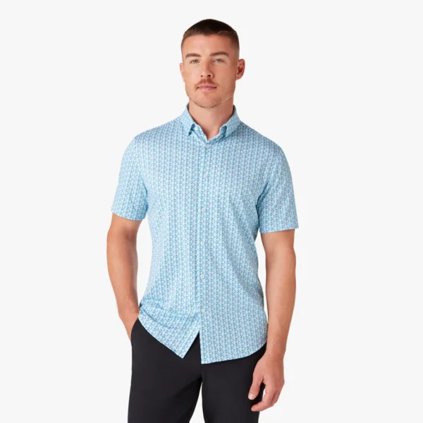 Mizzen + Main Short Sleeve Halyard Cyan Cards No Tuck