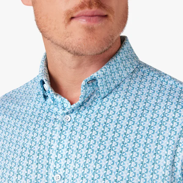 Mizzen + Main Short Sleeve Halyard Cyan Cards No Tuck Menswear