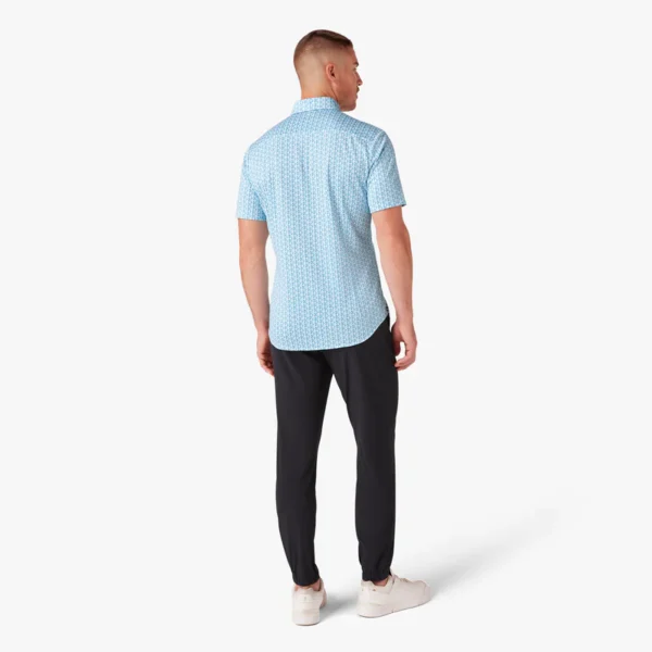 Mizzen + Main Short Sleeve Halyard Cyan Cards No Tuck Shirt for Men