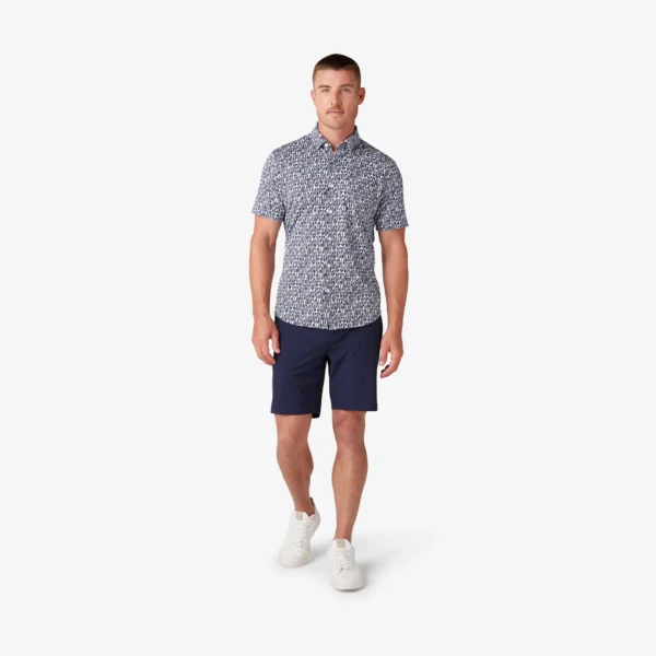 Mizzen + Main Short Sleeve Halyard Navy Wood Cut for Men