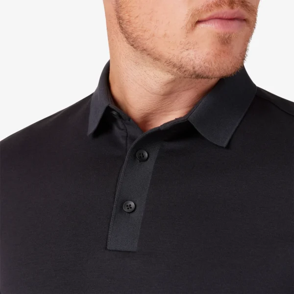 Mizzen + Main Short Sleeve Kent Polo Black Solid Trim Signature Stag Menswear