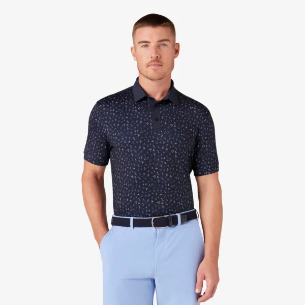 Mizzen + Main Short Sleeve Versa Polo Navy Floral + Fauna Golf Shirts at Signature Stag