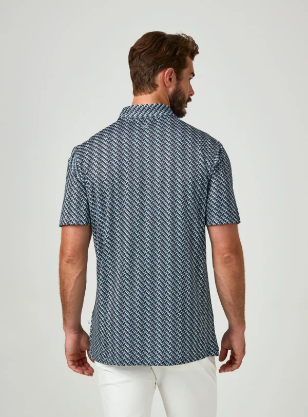 Lima Short Sleeve Polo Navy Up Down Arrows 7Diamonds for Men