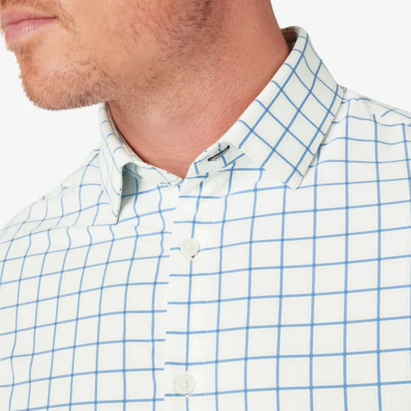 Mizzen + Main Long Sleeve Monaco White Hyde Plaid Signature Stag Midland