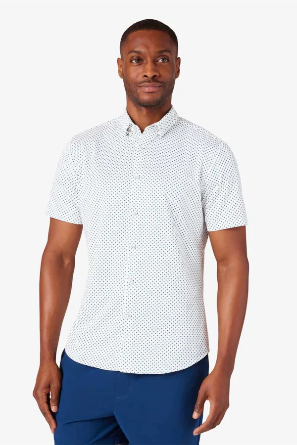 Mizzen + Main Short Sleeve Halyard No-Tuck Balsam Enlarged Dot