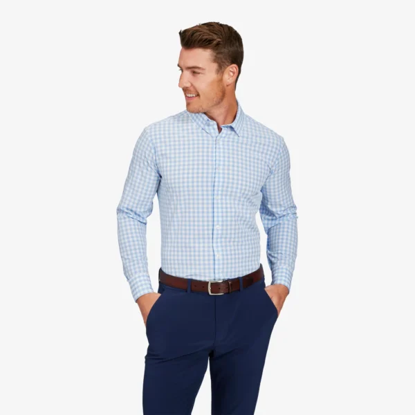 Mizzen+Main Leeward Long Sleeve Light Blue Gingham