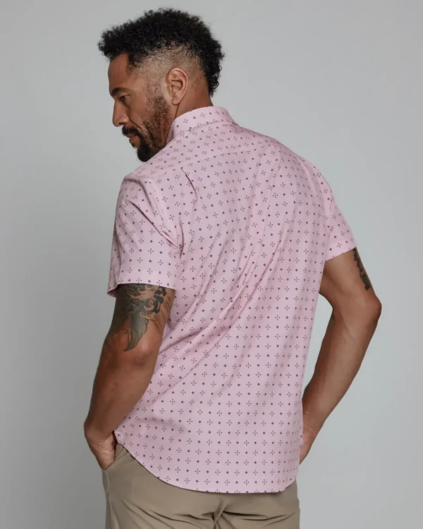 7Diamonds Ronin Short Sleeve Button-Up Rose Flower Diamonds Shirts