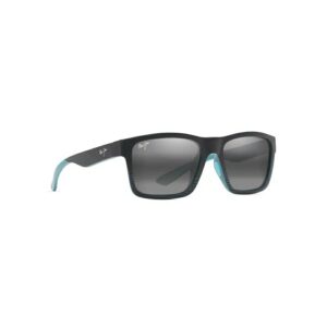Maui Jim Black Teal Stripes The Flats Sunglasses Neutral Grey Lens