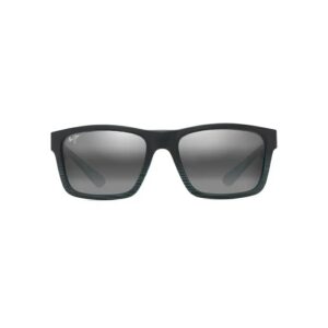 Maui Jim Black Teal Stripes The Flats Sunglasses Neutral Grey Lens Eyewear