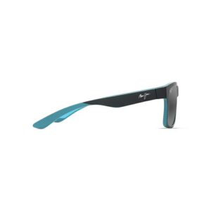 Maui Jim Black Teal Stripes The Flats Sunglasses Neutral Grey Lens Lubbock Signature Stag